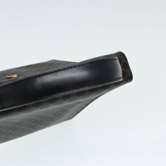 CELINE Macadam Canvas Hand Bag PVC Leather 2way Brown Black Auth 87641A - Picture 7 of 16